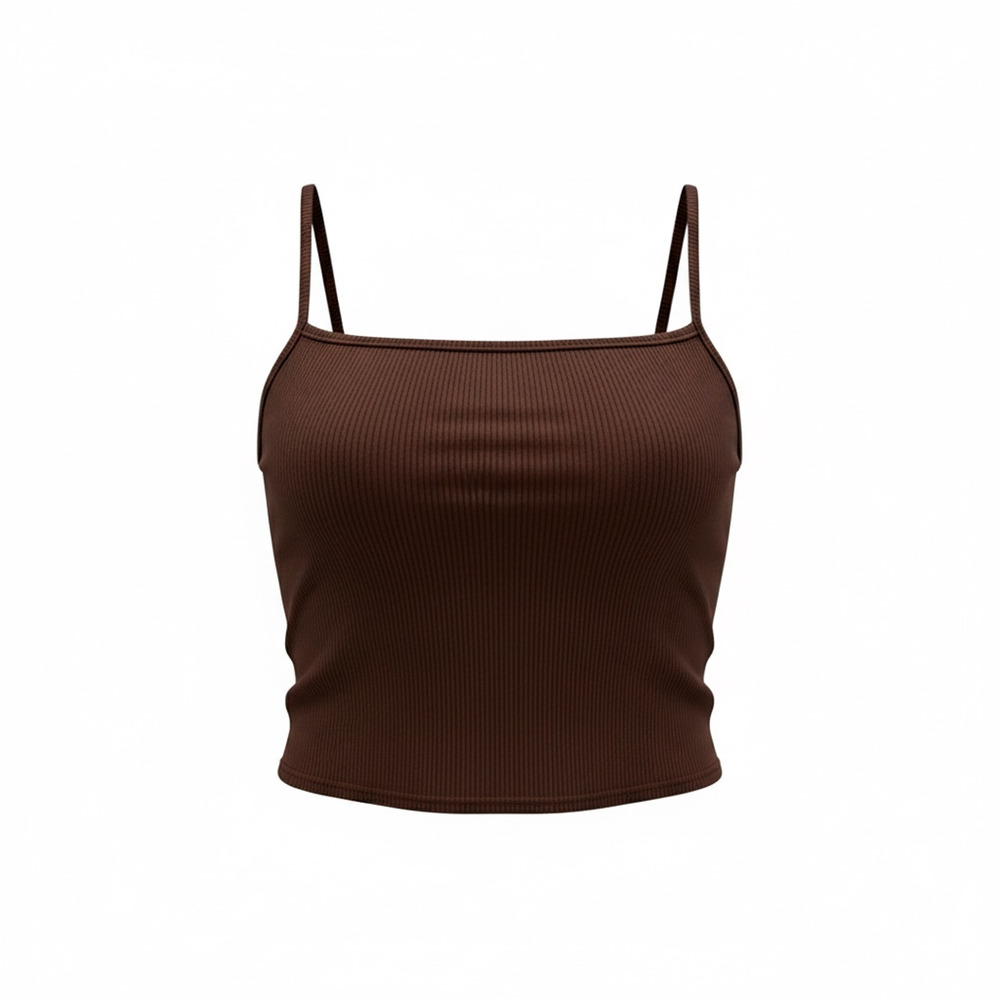 Naked Wardrobe Ribbed Knit Cropped Tank Brown Size Large